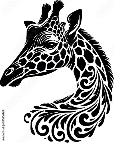 Giraffe vector black silhouette cricut design for T-shirt photo