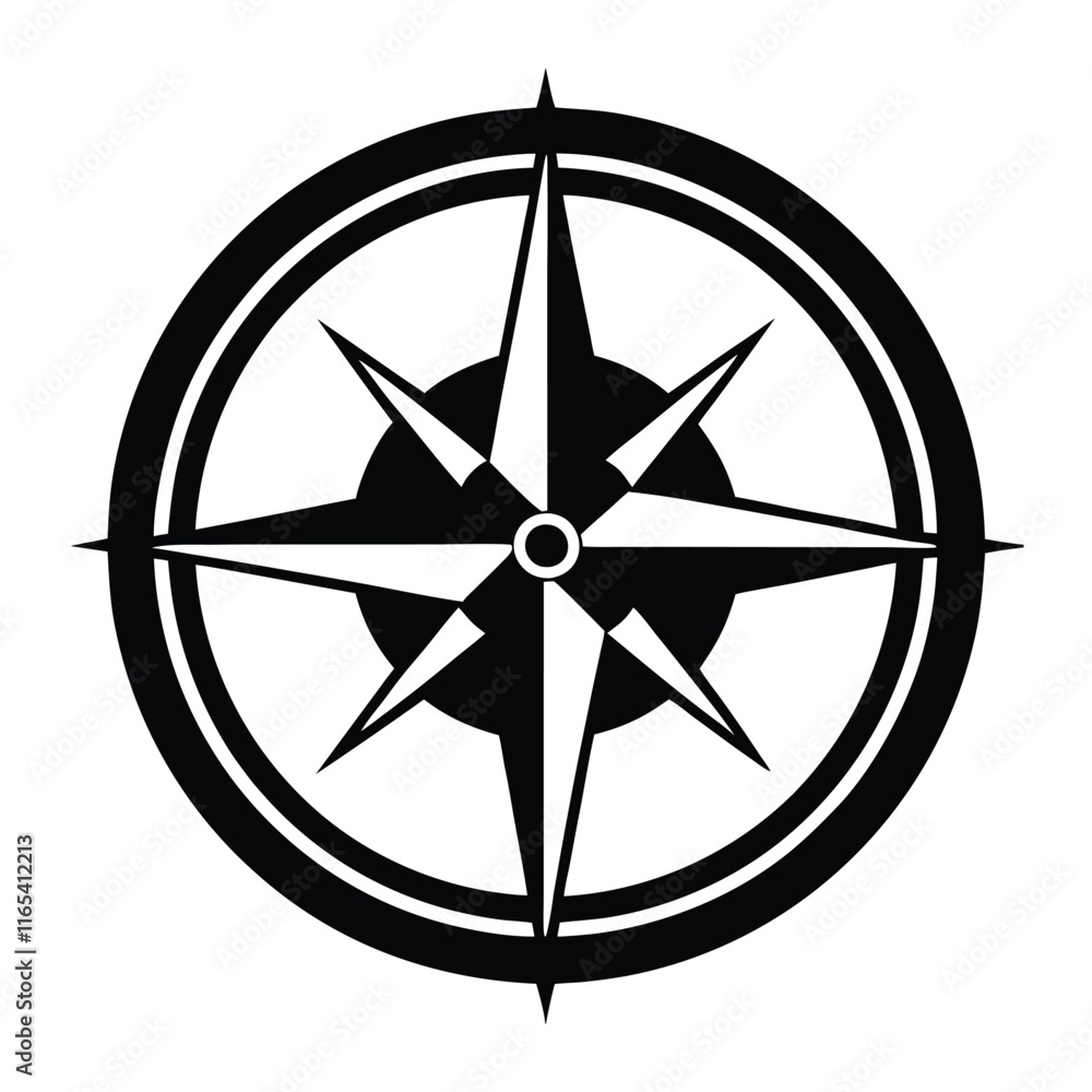 Black Silhouette Compass Icon Perfect for Navigation, Travel, Adventure, Map, Exploration, and Outdoor-Themed Designs and Branding Black Silhouette Compass Icon Perfect for Navigation, Travel, Adventure, Map, Exploration, and Outdoor-Themed Designs and Branding