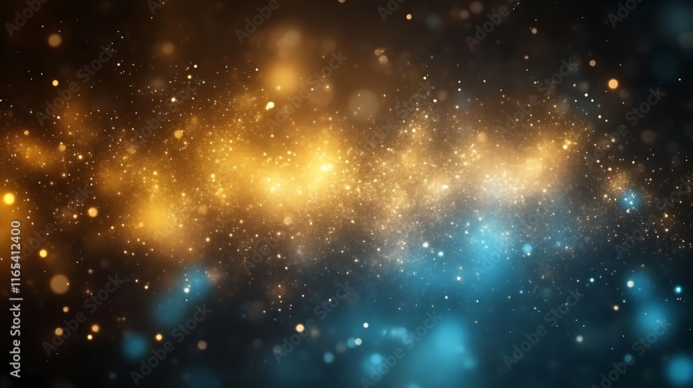 Abstract Gold and Blue Glowing Particle Background Abstract Gold and Blue Glowing Particle Background