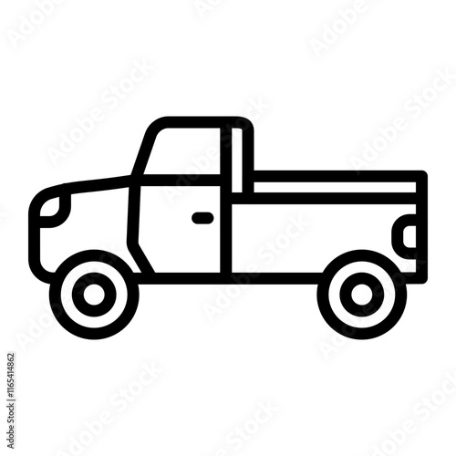 Pickup Truck Vector Line Icon Design