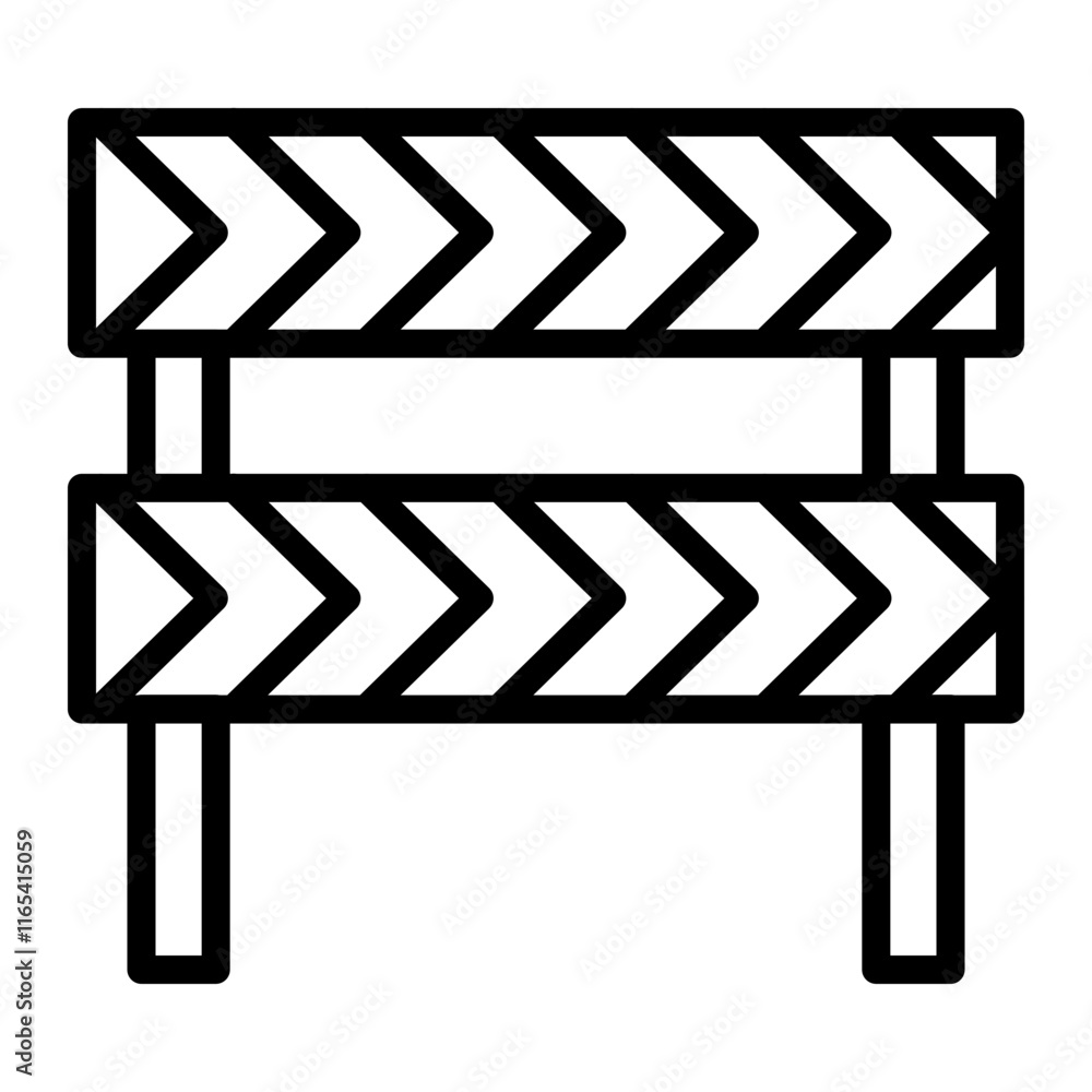 Road Block Vector Line Icon Design Road Block Vector Line Icon Design