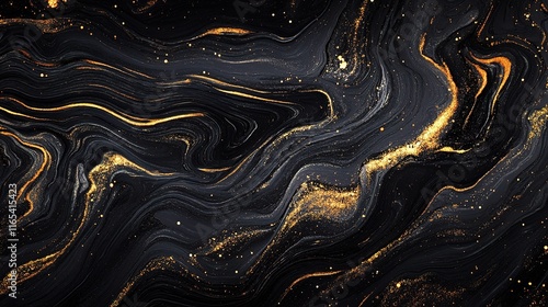 Wallpaper Mural Elegant Black Marble Texture with Golden Highlights for Background Use Torontodigital.ca