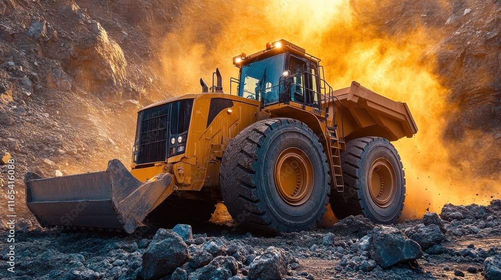 Powerful wheel loader working in a quarry. Powerful wheel loader working in a quarry.
