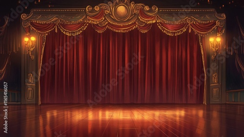 Wallpaper Mural Golden light reflects on polished floors and art déco curtains in an elegant jazz club Torontodigital.ca