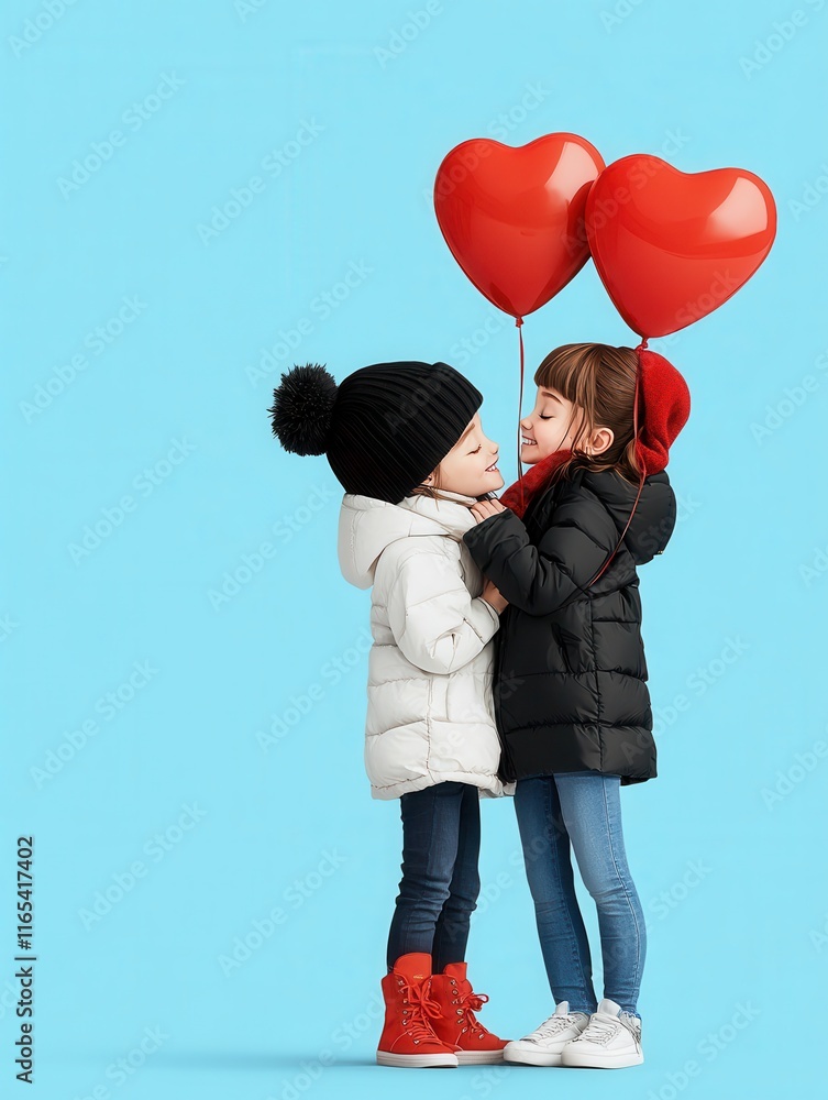 Heartwarming Connection Between Two Kids with Love Balloons Heartwarming Connection Between Two Kids with Love Balloons