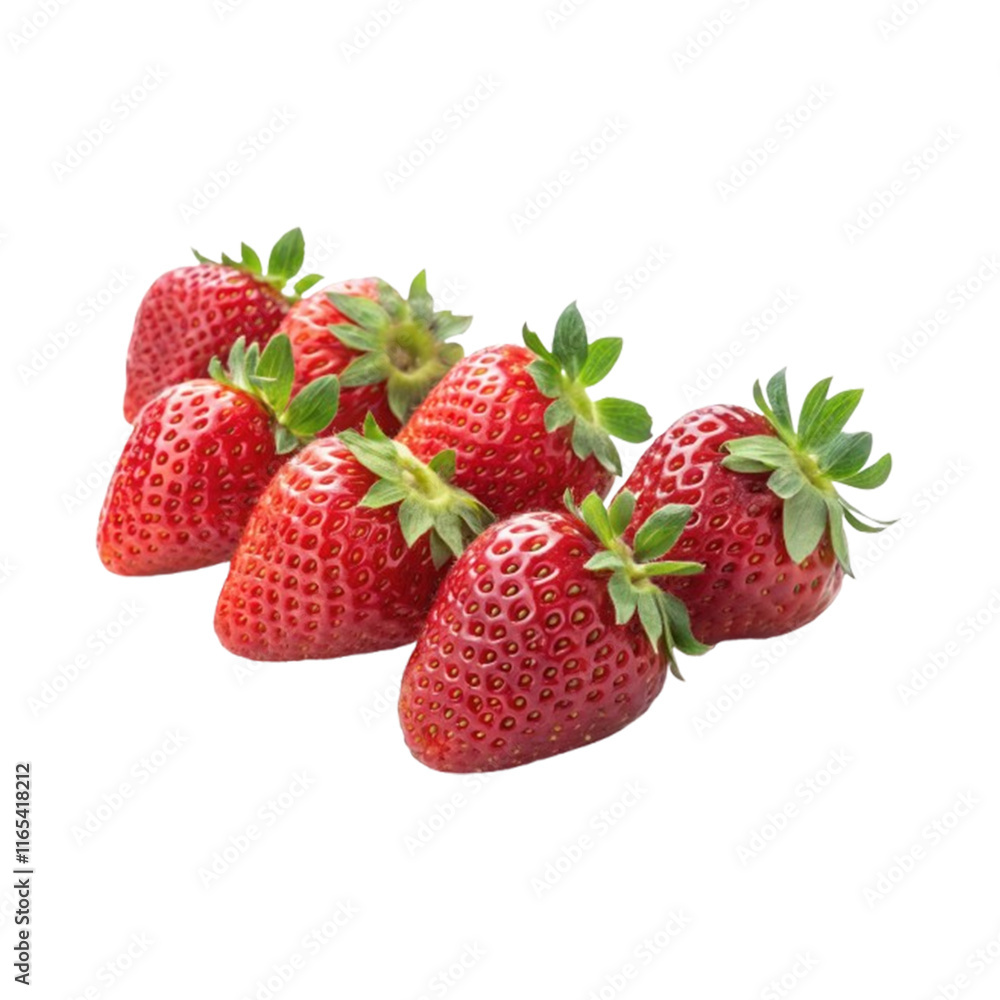 Fresh Ripe Strawberries with Green Leaves on a Transparent Background Fresh Ripe Strawberries with Green Leaves on a Transparent Background