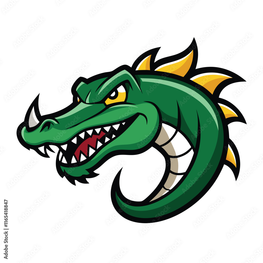 Fototapeta premium Fierce Green Crocodile Dragon Mascot Logo