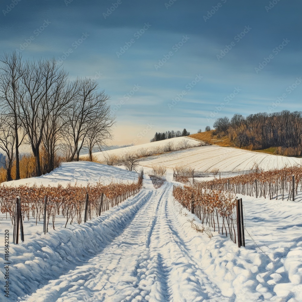 Cold vineyard in winter Cold vineyard in winter