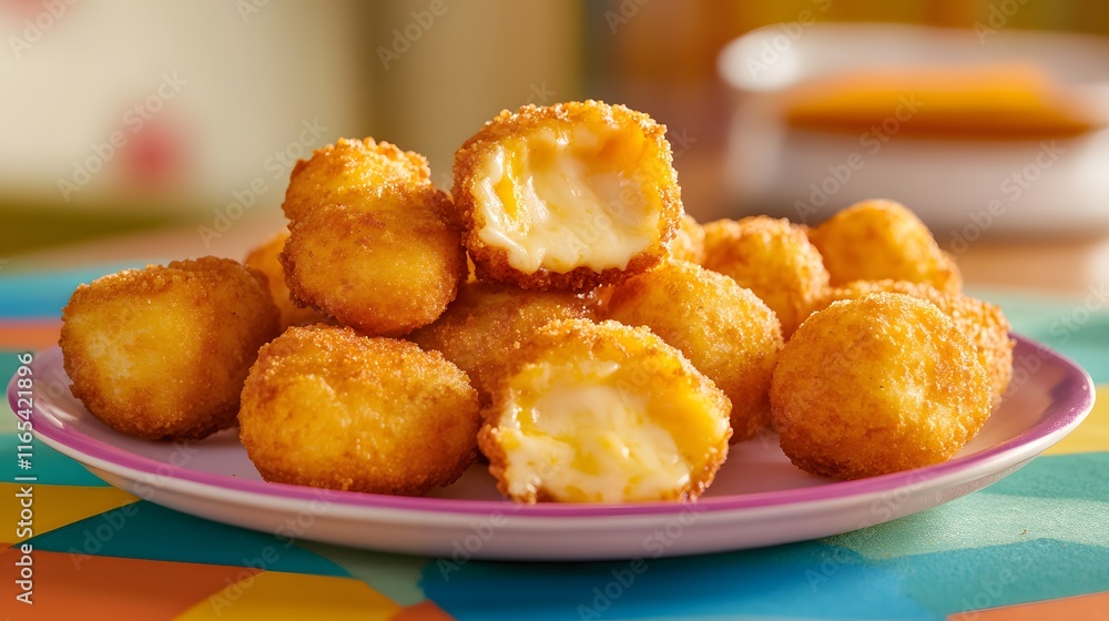 Golden Fried Cheese Balls On A Plate Golden Fried Cheese Balls On A Plate
