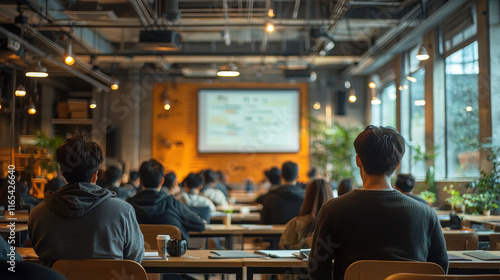 Workshop with aspiring entrepreneurs in modern workspace photo