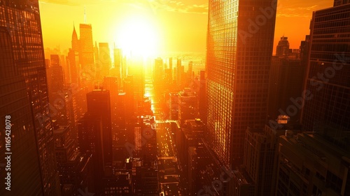 Cityscape Sun Reflection - Generative AI