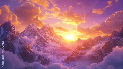 Twilight over Majestic Peaks - Generative AI