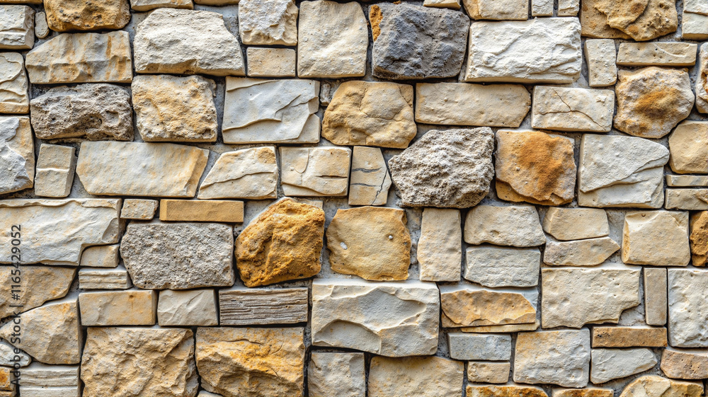 Fototapeta premium Stone wall with varying shades of grey and beige