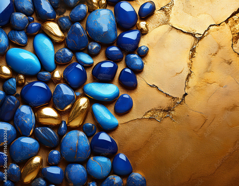 Blue And Gold Pabbles Background Blue And Gold Pabbles Background