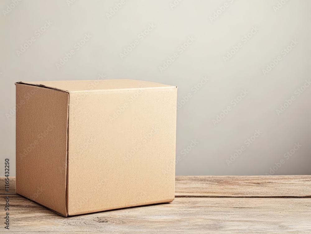 A simple brown cardboard box on a wooden surface, suggesting packaging or shipping. A simple brown cardboard box on a wooden surface, suggesting packaging or shipping.