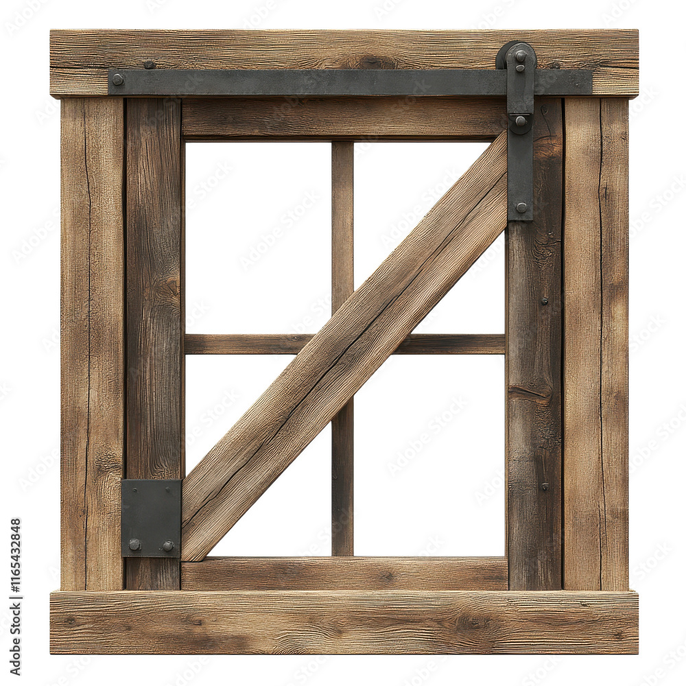 Rustic Wooden Window Frame with Cross Design and Metal Hardware for Vintage or Farmhouse Style Decor in a Classic Architectural Setting Rustic Wooden Window Frame with Cross Design and Metal Hardware for Vintage or Farmhouse Style Decor in a Classic Architectural Setting