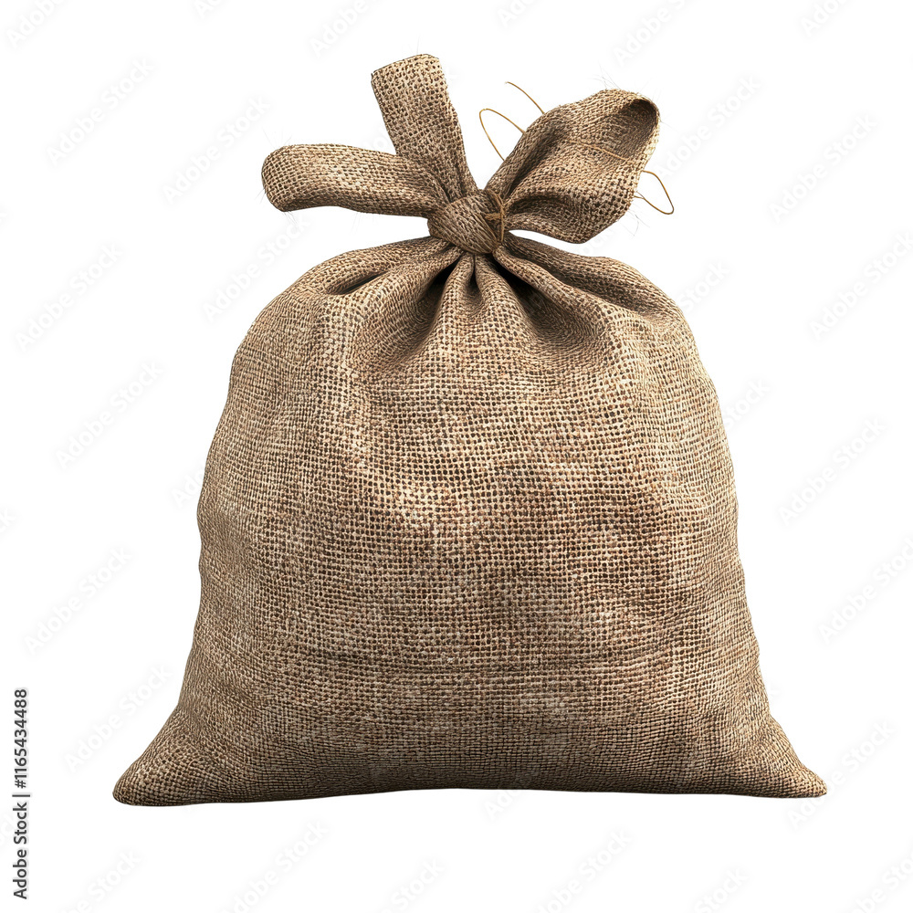 Rustic burlap sack filled with natural materials, perfect for agricultural themes, home decor projects, or vintage aesthetic concepts in creative photography