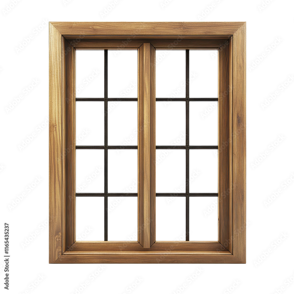 Wooden Window Frame with Grid Design, Featuring Multiple Panes and a Natural Rustic Finish, Perfect for Enhancing Home Aesthetics and Architecture Wooden Window Frame with Grid Design, Featuring Multiple Panes and a Natural Rustic Finish, Perfect for Enhancing Home Aesthetics and Architecture