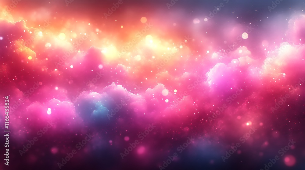 Fototapeta premium Abstract Colorful Nebula Cloudscape with Sparkling Lights