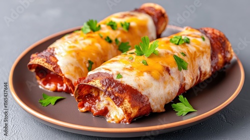 Wallpaper Mural Two enchiladas topped with cheese and garnished with parsley. Torontodigital.ca