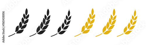Rice or wheat silhouette set. Wheat icon symbol vector illustration. Cereal grains for making bread