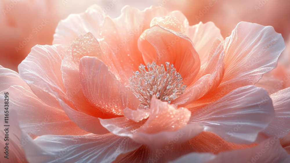 A delicate and ethereal flower, with soft blush pink and petals that resemble flowing chiffon and tulle. A delicate and ethereal flower, with soft blush pink and petals that resemble flowing chiffon and tulle.