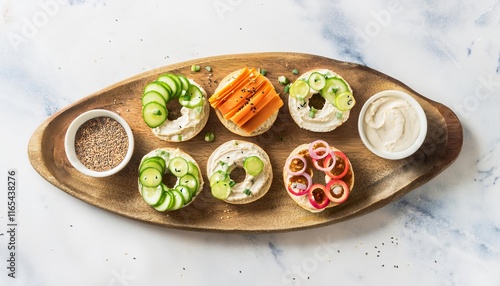 Wallpaper Mural Mini bagels with cream cheese and fresh vegetables for healthy kids breakfast Torontodigital.ca