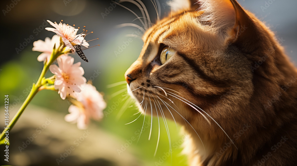 Obraz premium japanese style picture of brown cat facing