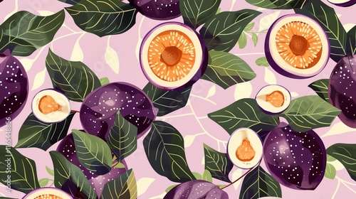 passionfruit seamless pattern wallpaper