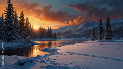 winter lake background