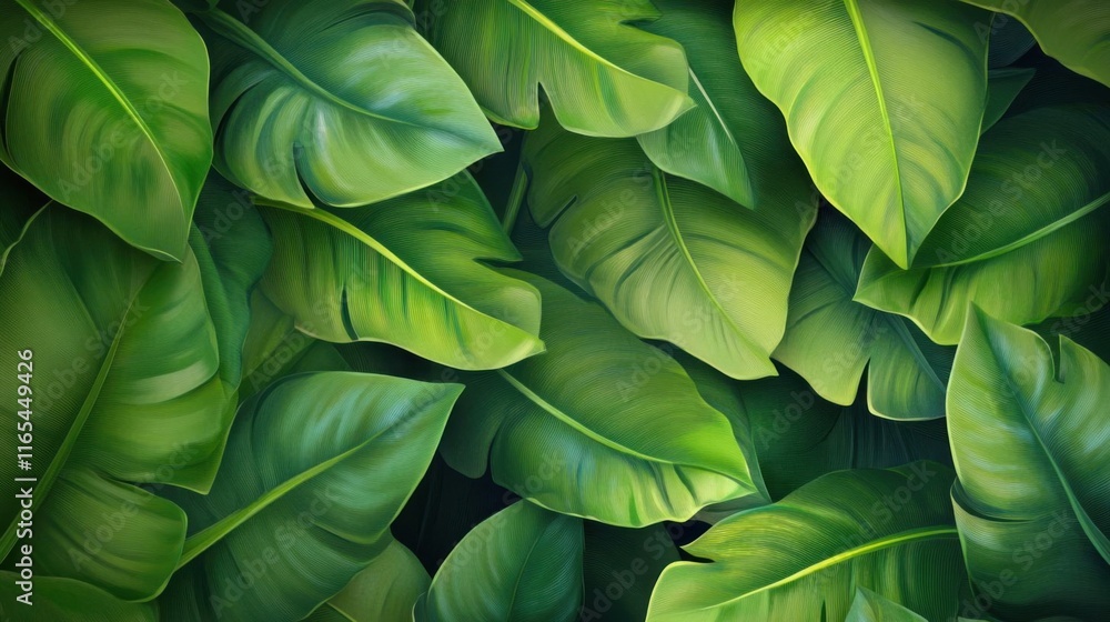 Obraz premium Lush Green Tropical Foliage: Nature's Tapestry