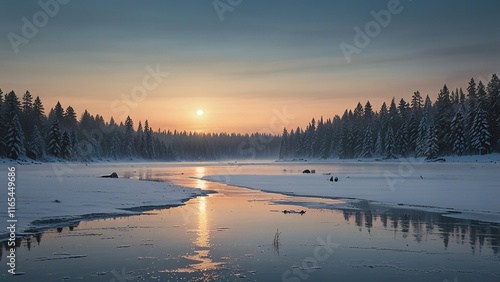 winter lake background