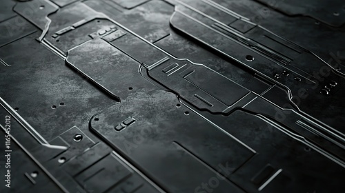 Sleek Metal Template Background with Industrial Lines and Texture