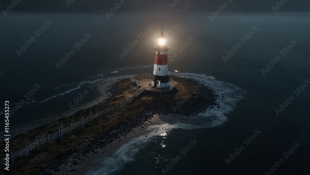 Fototapeta premium lighthouse in the peninsula at night