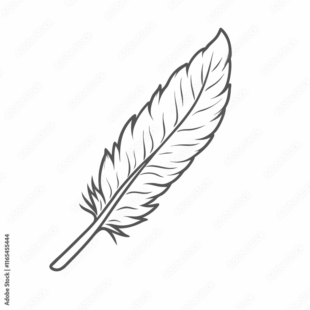 Fototapeta premium Elegant Feather Illustration – Minimalist Black and White Design