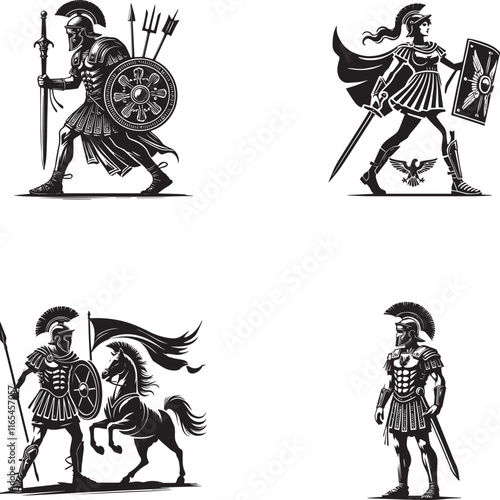 Roman Soldier Silhouette - Ancient Warrior and Historical Icon Design