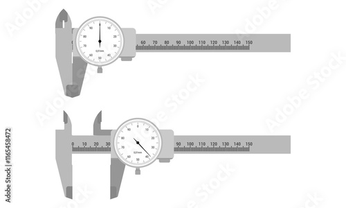 Dial vernier caliper. Vector illustration isolated on white