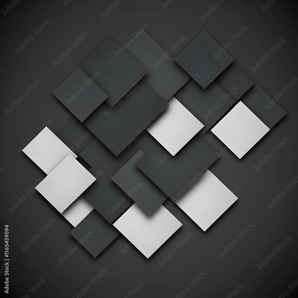 Obraz premium Abstract Black White Square Background Illustration