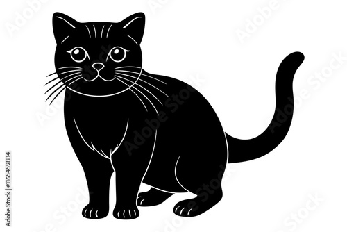 exotic shorthair cat black silhouette vector, Simple silhouette Design vector icon with white background