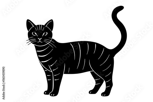  american shorthair cat black silhouette vector, Simple silhouette Design vector icon with white background