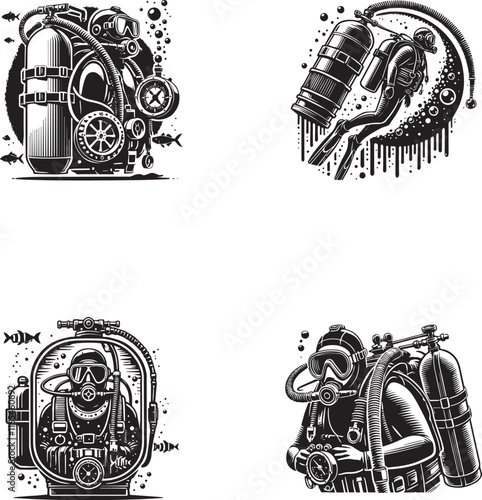 Scuba Tank Silhouette - Diving Equipment and Underwater Adventure Design