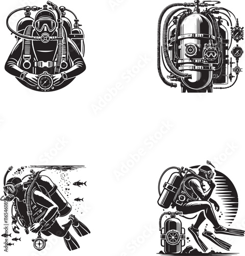 Scuba Tank Silhouette - Diving Equipment and Underwater Adventure Design