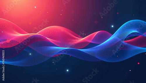 Abstract Digital Waves of Pink and Blue
