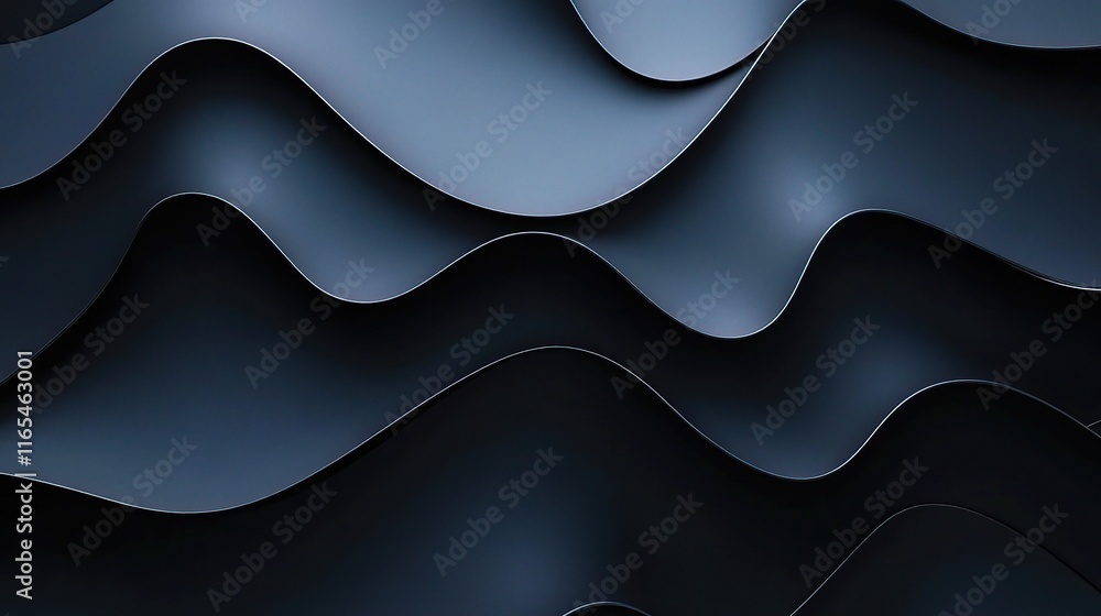 Dark Blue Abstract Background with Black Shadows and Wavy Shapes Dark Blue Abstract Background with Black Shadows and Wavy Shapes