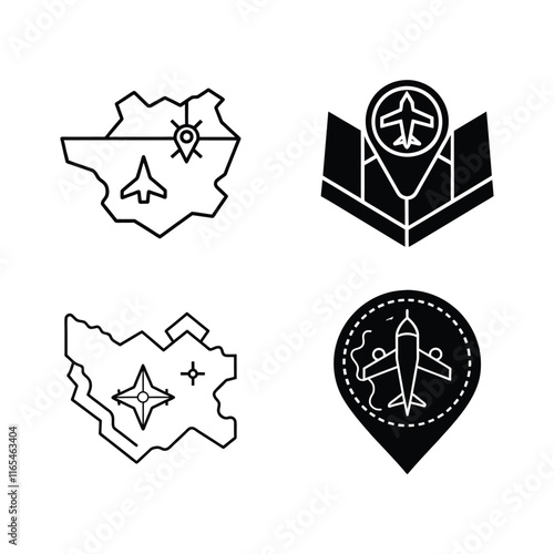 military strategy planning map silhouette vector icom bundle