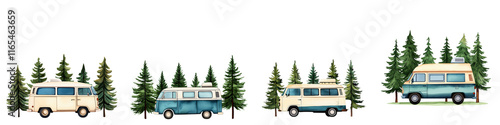 Wallpaper Mural Retro Camper Van Surrounded by Pine Trees Torontodigital.ca