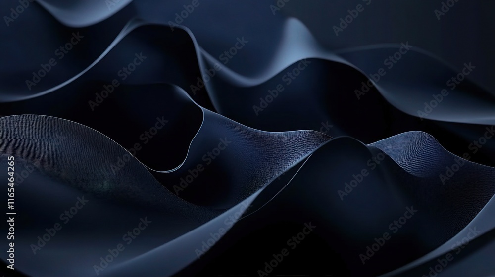 Fototapeta premium Dark Blue Abstract Background with Black Shadows and Soft Curves