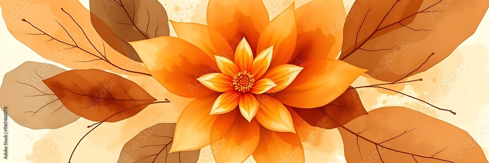Obraz premium Botanical Watercolor Art Featuring a Lush and Colorful Panorama of Flowers in Bloom