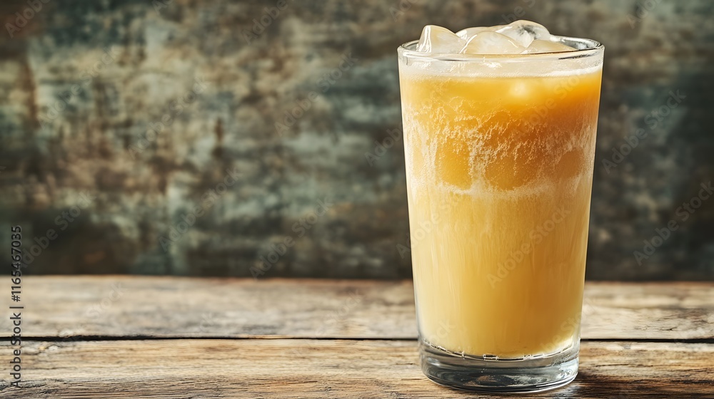 Iced Yellow Beverage in a Tall Glass