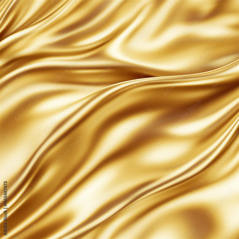Fototapeta premium Abstract design of golden flowing silk textures creating a luxurious, smooth, and rich visual impression, perfect for elegant and premium-themed concepts.